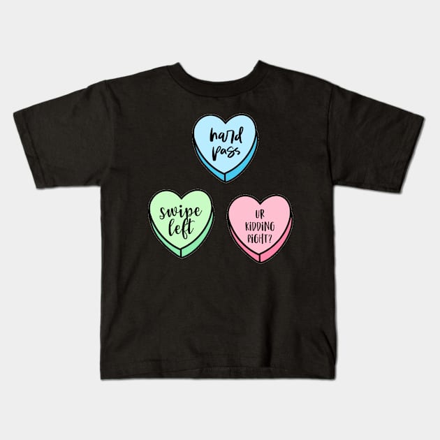 Sassy Valentines Day Candy Hearts Kids T-Shirt by Asilynn